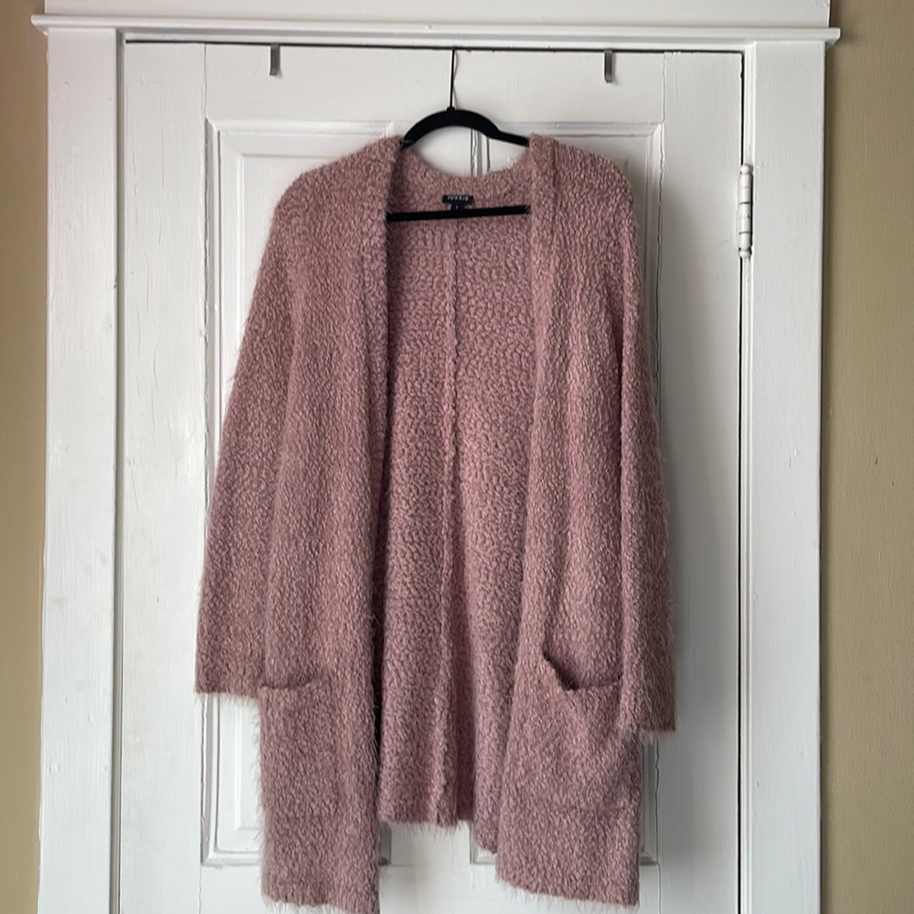 Cozy Open-Front Women's Cardigan Sweater - Dusty Rose